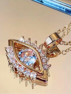 Gold Crystal evil eye Pendant Necklace - Women's Jewelry
